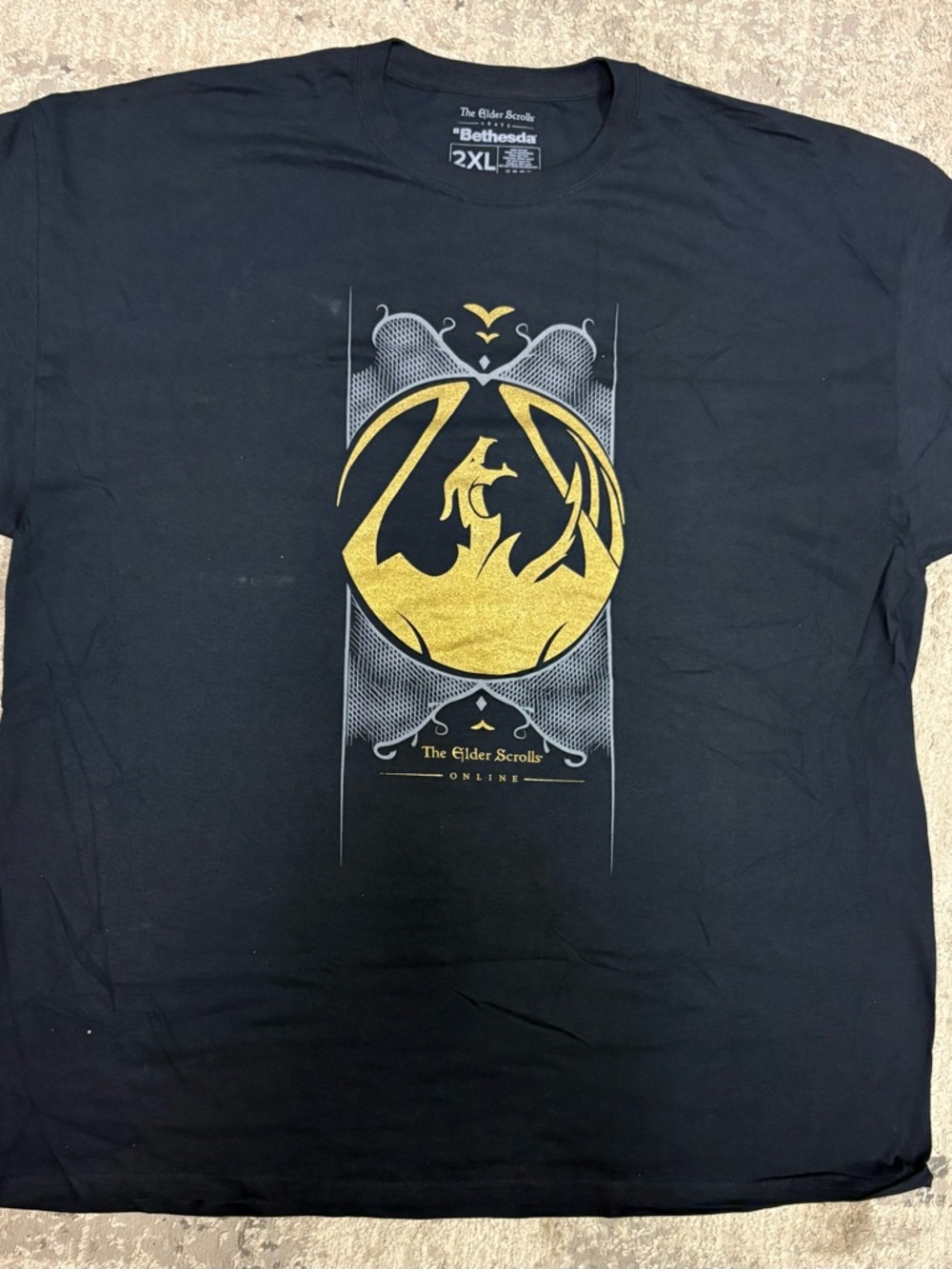 Loot Crate Elder Scrolls Dragonguard T Shirt Men’s 2XL Navy Bethesda Gamer Tee